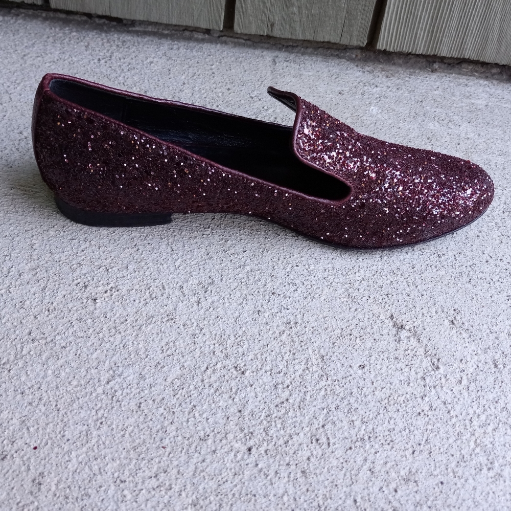 M. Gemi The Parma Loafer Burgundy Glitter Smoking Slipper - Picture 6 of 8